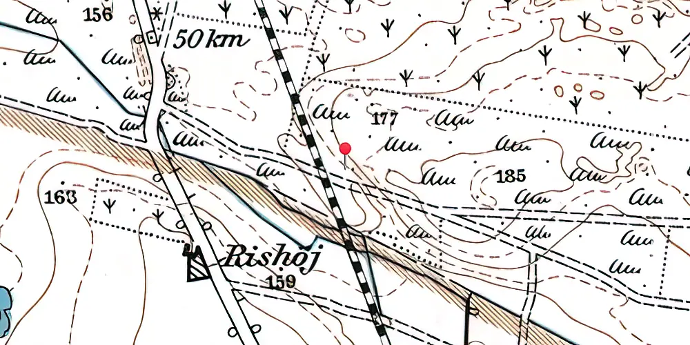 Historisk kort over Fugdal Trinbræt med Sidespor