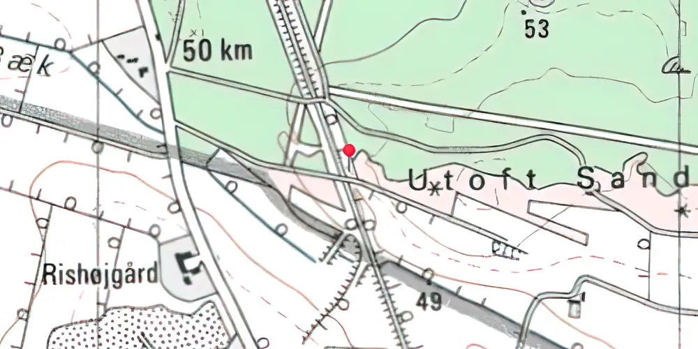 Historisk kort over Fugdal Trinbræt med Sidespor