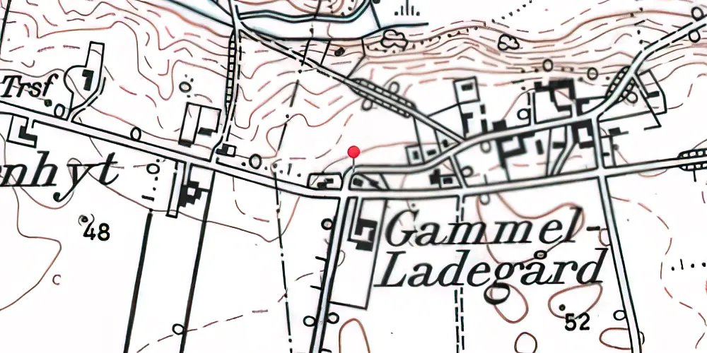 Historisk kort over Gammel Ladegård Station Historisk kort over Gammel Ladegård Station