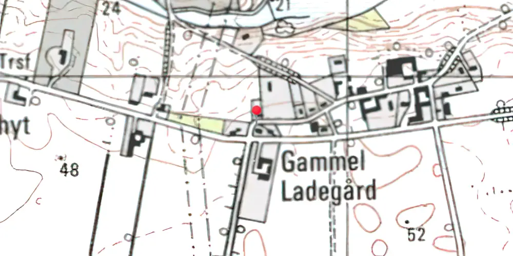 Historisk kort over Gammel Ladegård Station Historisk kort over Gammel Ladegård Station