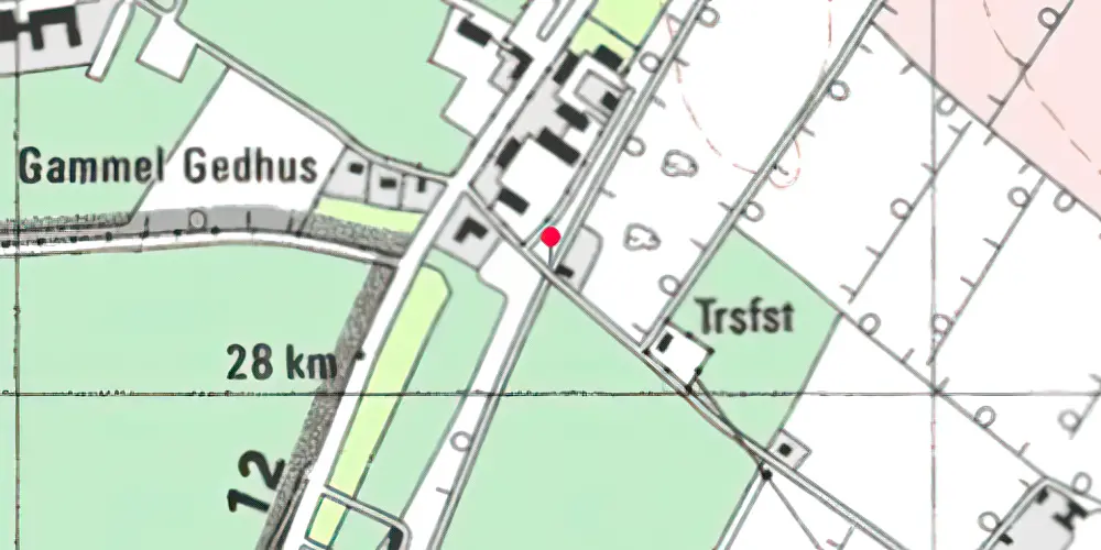 Historisk kort over Gedhus Trinbræt med Sidespor Historisk kort over Gedhus Trinbræt med Sidespor