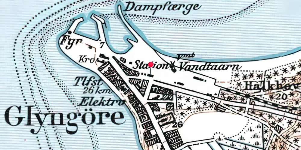 Historisk kort over Glyngøre Station Historisk kort over Glyngøre Station