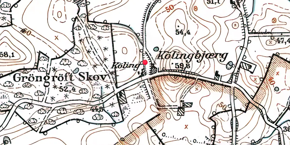 Historisk kort over Grøngrøft Station Historisk kort over Grøngrøft Station