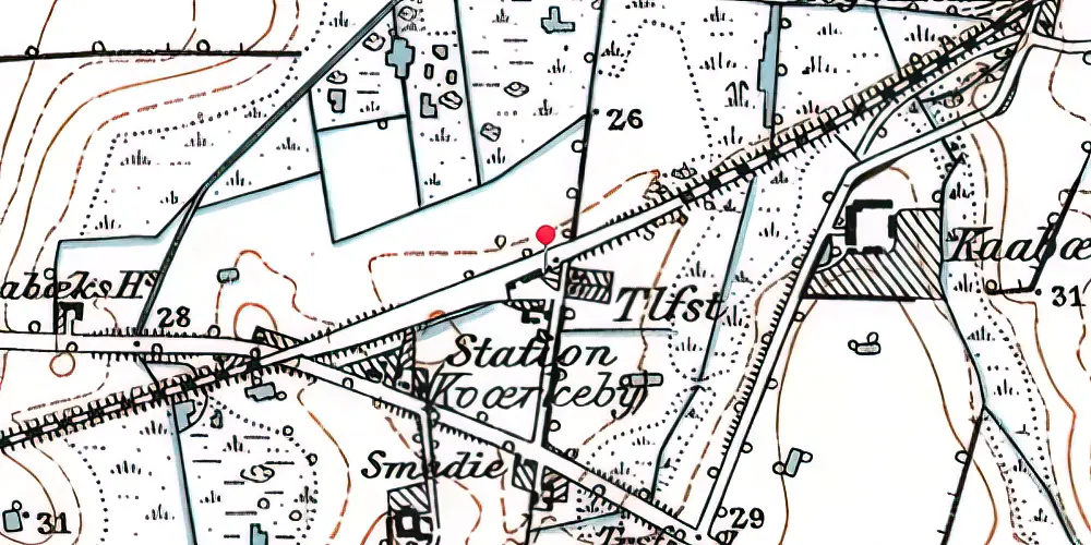 Historisk kort over Kværkeby Krydsningsstation