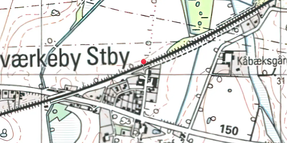 Historisk kort over Kværkeby Krydsningsstation Historisk kort over Kværkeby Krydsningsstation