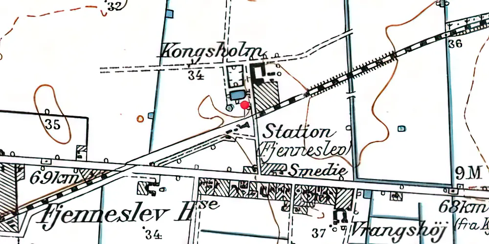 Historisk kort over Fjenneslev Station Historisk kort over Fjenneslev Station