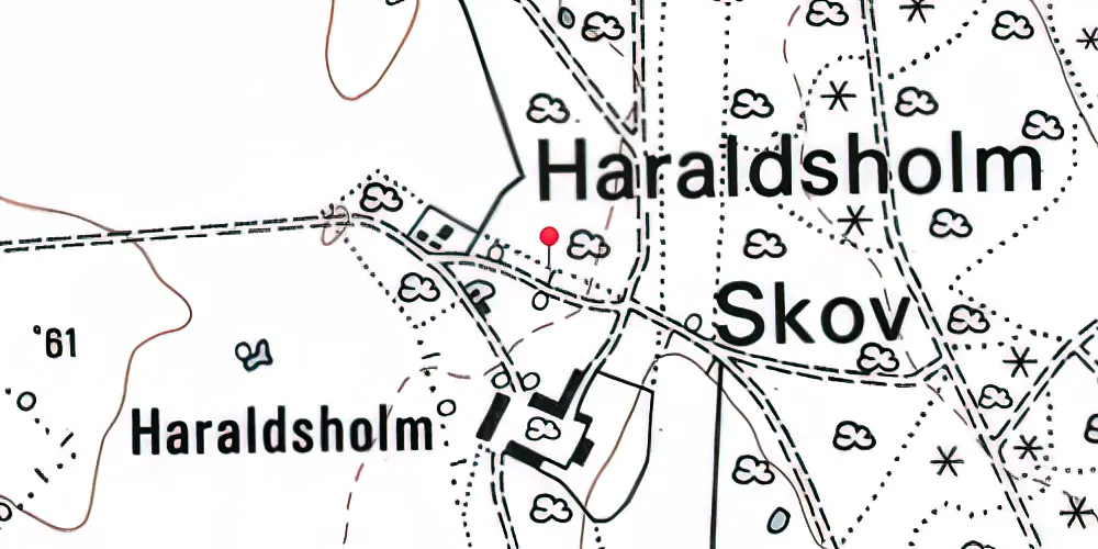 Historisk kort over Haraldsholm Holdeplads med sidespor Historisk kort over Haraldsholm Holdeplads med sidespor