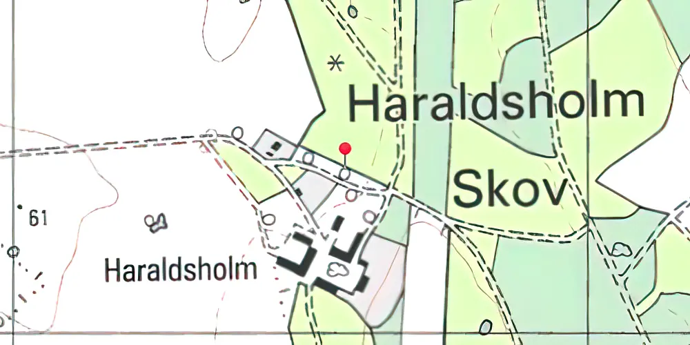 Historisk kort over Haraldsholm Holdeplads med sidespor Historisk kort over Haraldsholm Holdeplads med sidespor