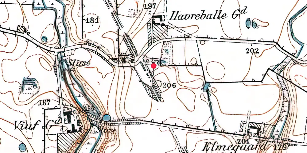 Historisk kort over Hauerballe Holdeplads