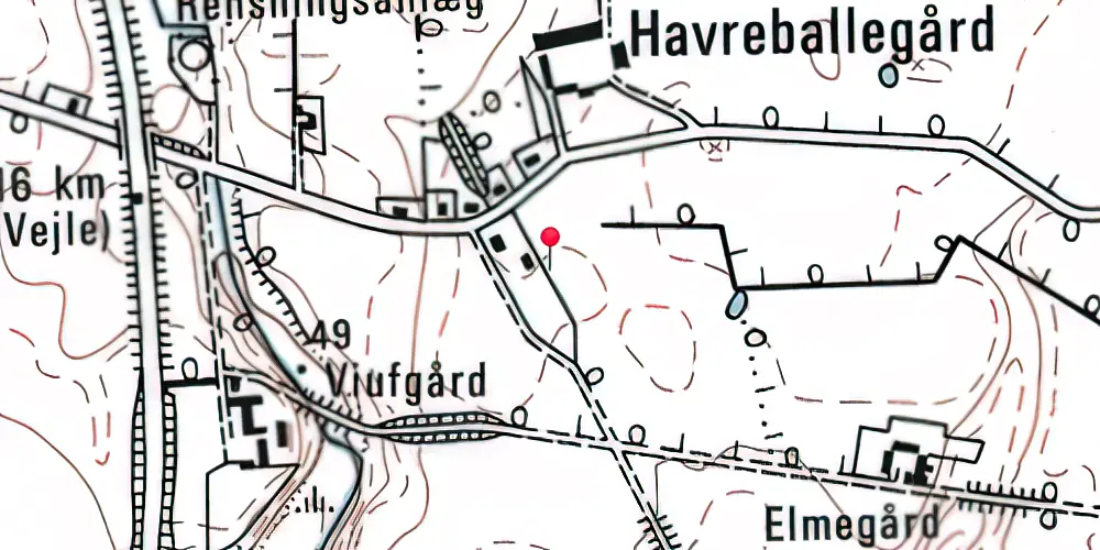 Historisk kort over Hauerballe Holdeplads