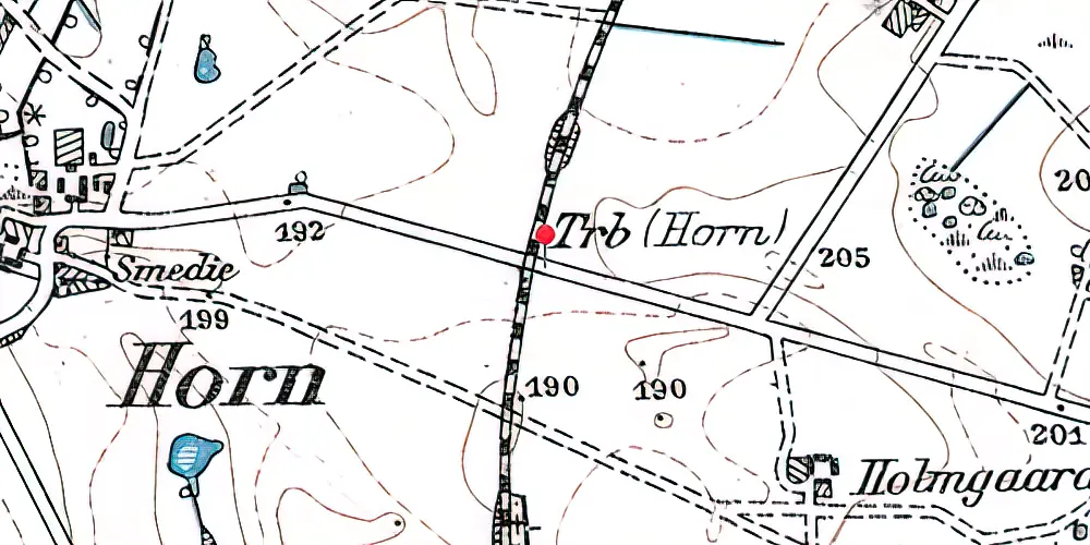 Historisk kort over Horn Trinbræt Historisk kort over Horn Trinbræt