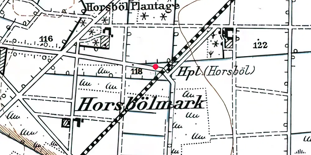 Historisk kort over Horsbøl Holdeplads