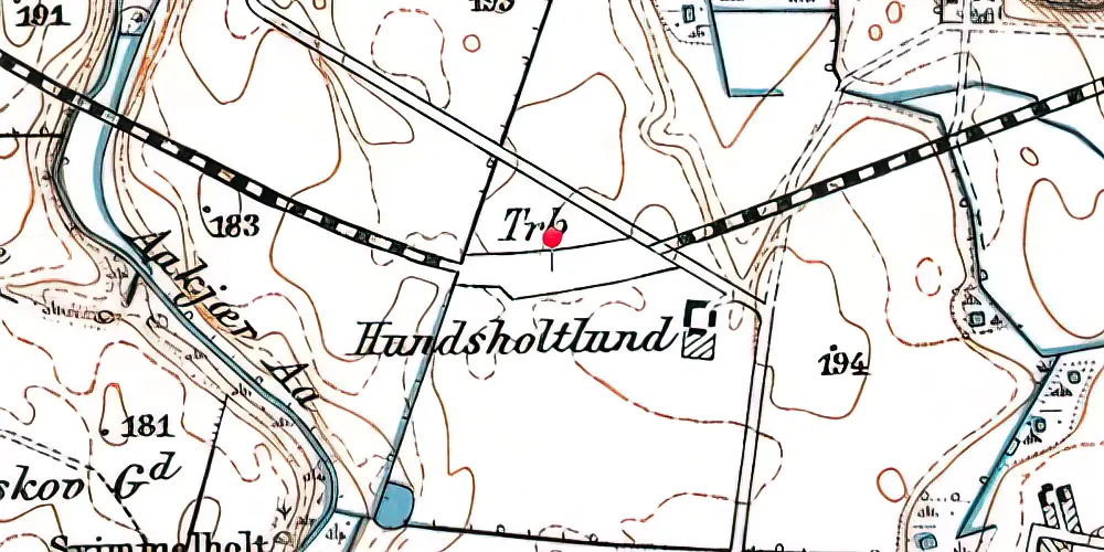 Historisk kort over Hundsholt Trinbræt Historisk kort over Hundsholt Trinbræt