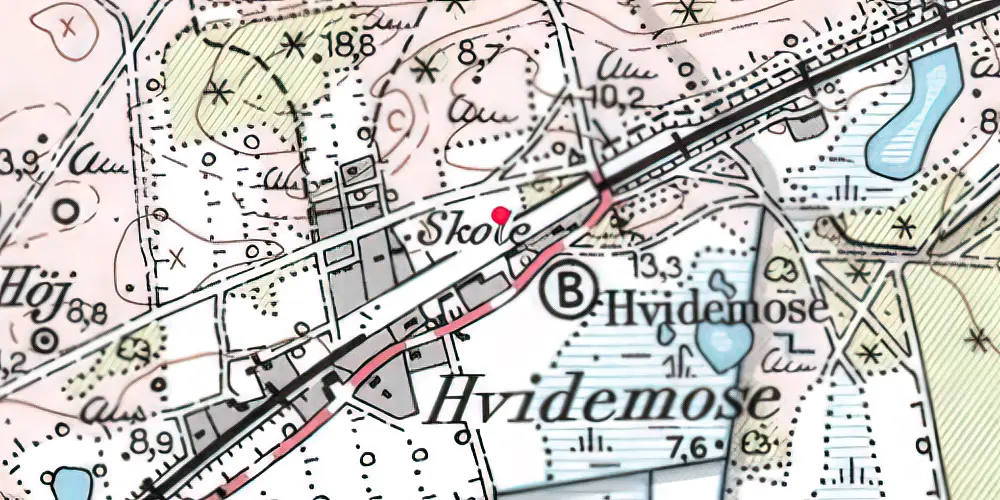 Historisk kort over Hvide-Mose Trinbræt Historisk kort over Hvide-Mose Trinbræt