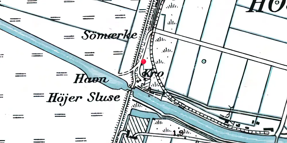Historisk kort over Højer Sluse Station Historisk kort over Højer Sluse Station