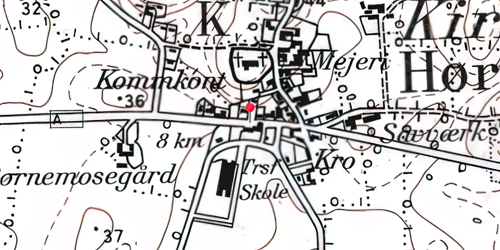 Historisk kort over Kirke-Hørup Trinbræt med Sidespor Historisk kort over Kirke-Hørup Trinbræt med Sidespor