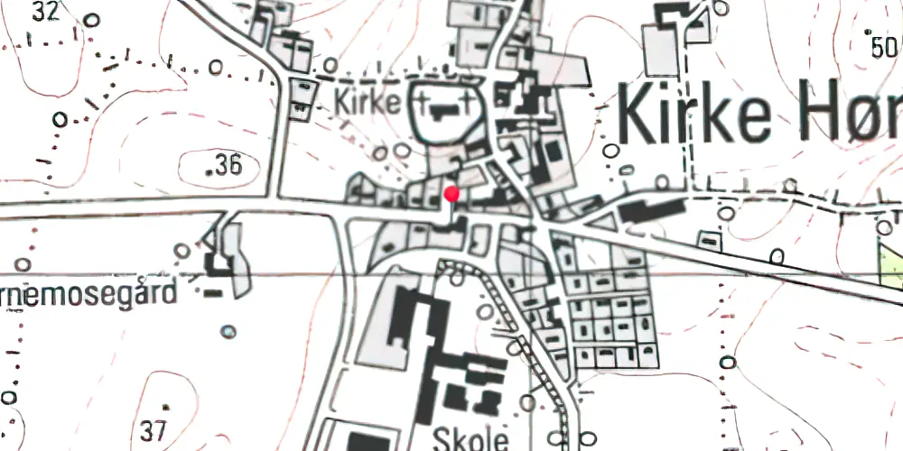 Historisk kort over Kirke-Hørup Trinbræt med Sidespor Historisk kort over Kirke-Hørup Trinbræt med Sidespor
