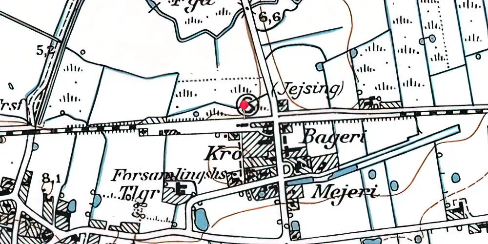 Historisk kort over Jejsing Trinbræt med Sidespor [1969-1971]