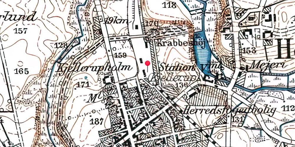 Historisk kort over Kjellerup Station Historisk kort over Kjellerup Station