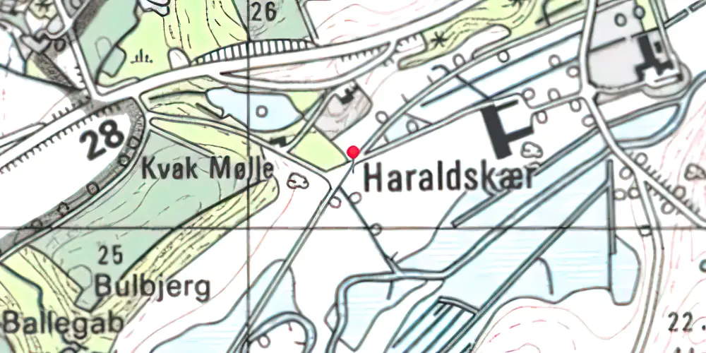 Historisk kort over Kvak Mølle Trinbræt Historisk kort over Kvak Mølle Trinbræt