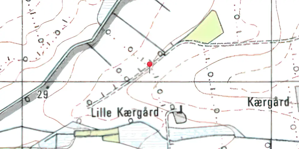 Historisk kort over Kærgaard Trinbræt Historisk kort over Kærgaard Trinbræt