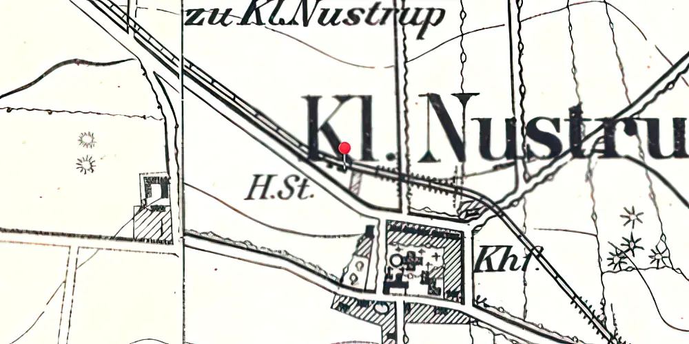Historisk kort over Lille Nustrup Station Historisk kort over Lille Nustrup Station