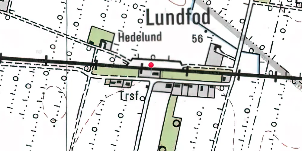Historisk kort over Lundfod Billetsalgssted med Sidespor Historisk kort over Lundfod Billetsalgssted med Sidespor