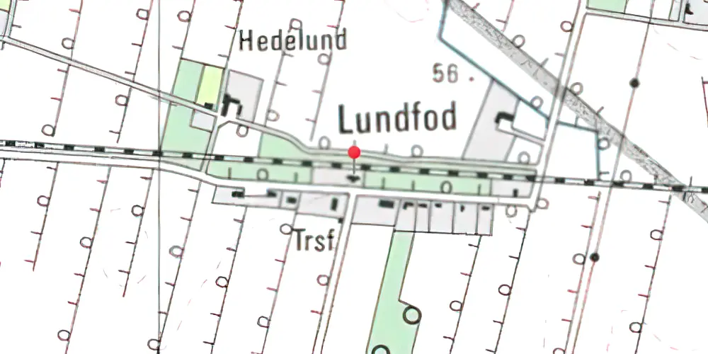 Historisk kort over Lundfod Billetsalgssted med Sidespor Historisk kort over Lundfod Billetsalgssted med Sidespor