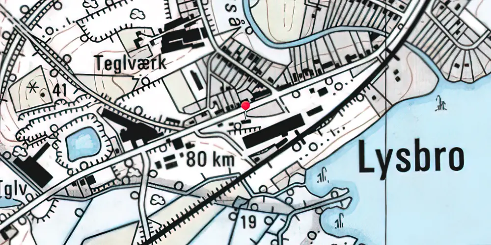 Historisk kort over Lysbro Station Historisk kort over Lysbro Station