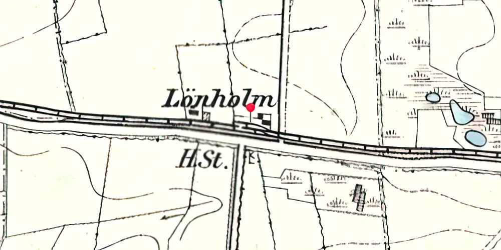 Historisk kort over Lønholm Billetsalgssted Historisk kort over Lønholm Billetsalgssted
