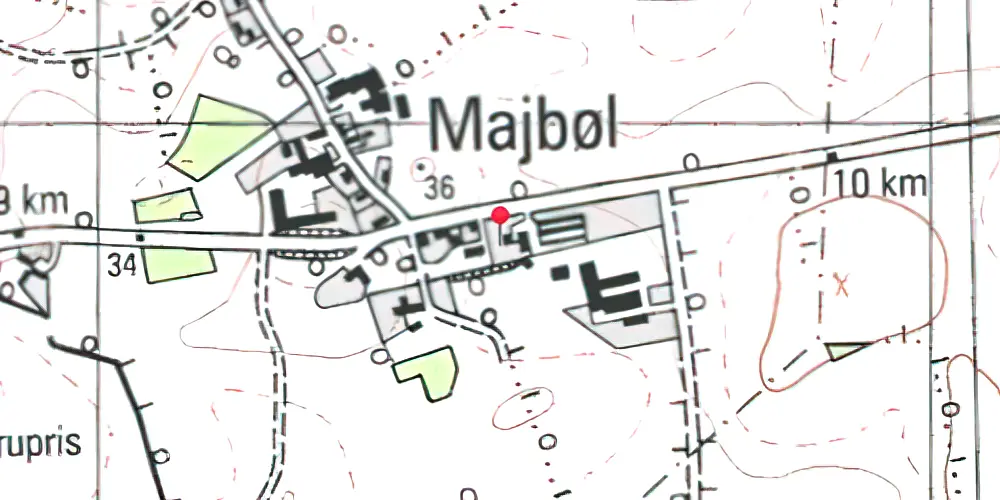 Historisk kort over Majbøl Trinbræt med Sidespor Historisk kort over Majbøl Trinbræt med Sidespor
