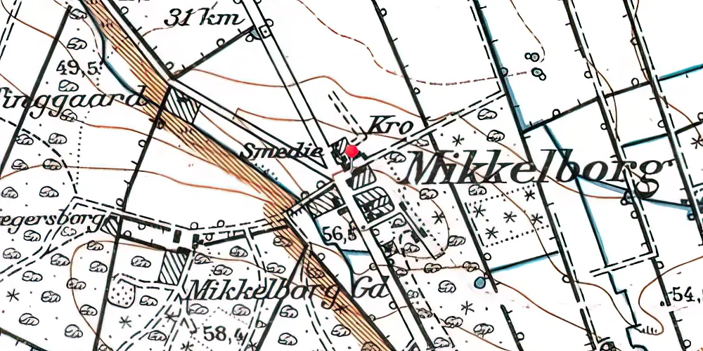 Historisk kort over Mikkelborg Stationskro Historisk kort over Mikkelborg Stationskro