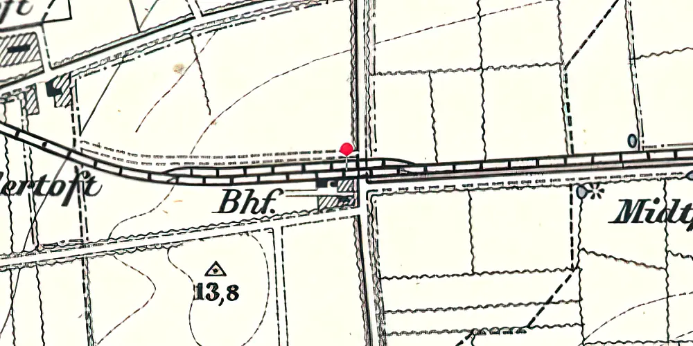 Historisk kort over Møgeltønder Station Historisk kort over Møgeltønder Station