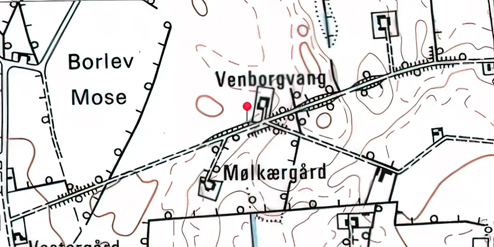 Historisk kort over Mølkjærs Gård Trinbræt