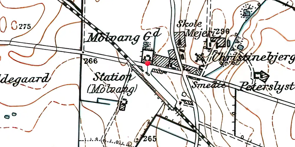 Historisk kort over Mølvang Station