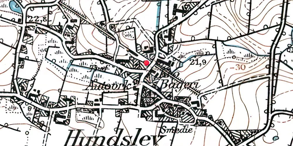 Historisk kort over Notmark-Hundslev Stationskro