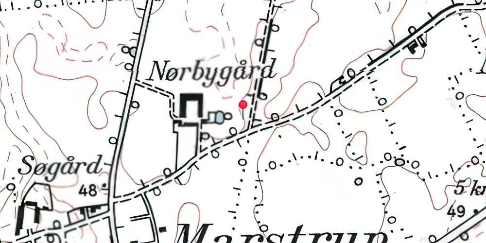 Historisk kort over Nørbygård Trinbræt med Sidespor Historisk kort over Nørbygård Trinbræt med Sidespor