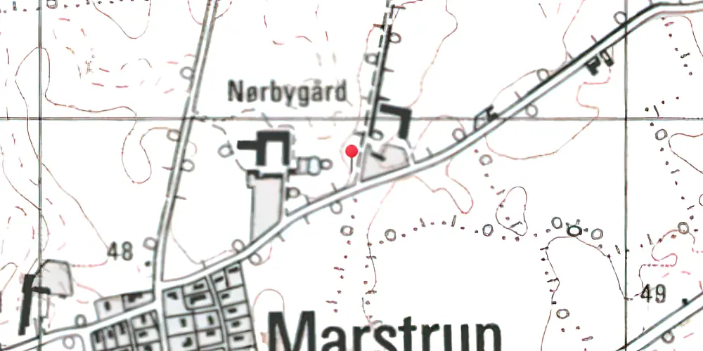Historisk kort over Nørbygård Trinbræt med Sidespor Historisk kort over Nørbygård Trinbræt med Sidespor