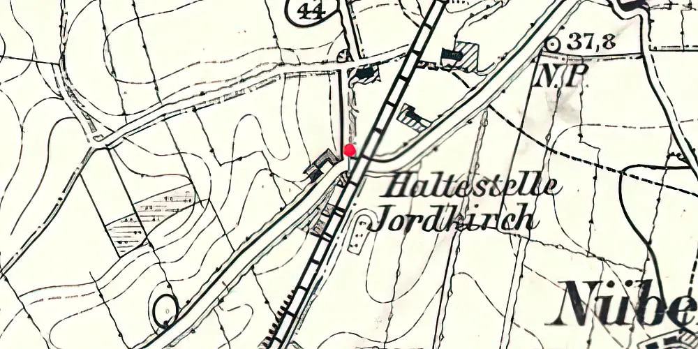 Historisk kort over Hjordkær Trinbræt Historisk kort over Hjordkær Trinbræt