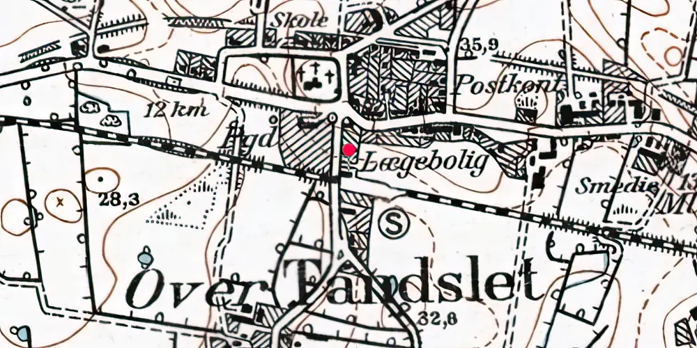 Historisk kort over Over-Tandslet Station Historisk kort over Over-Tandslet Station