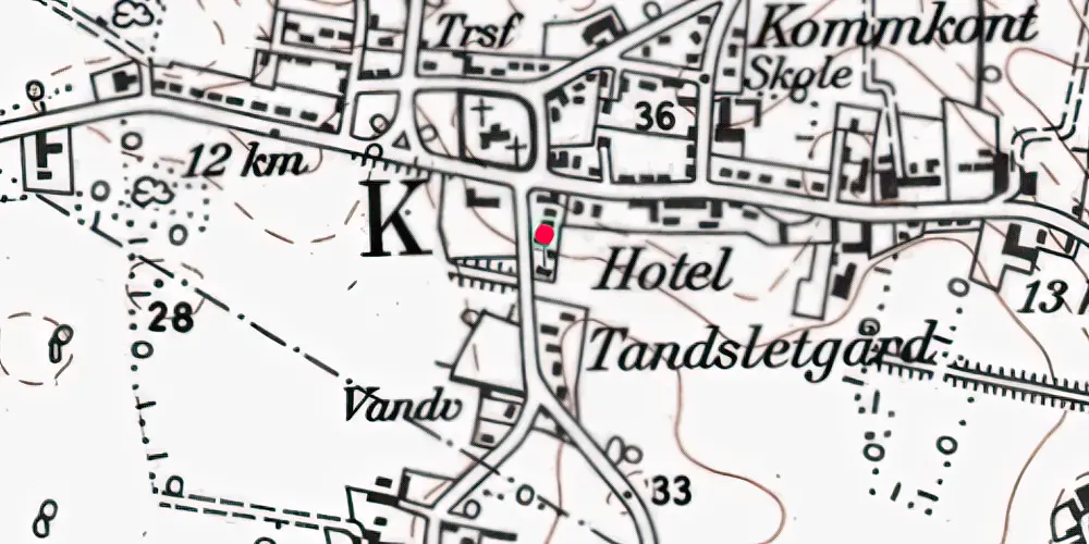 Historisk kort over Over-Tandslet Station Historisk kort over Over-Tandslet Station