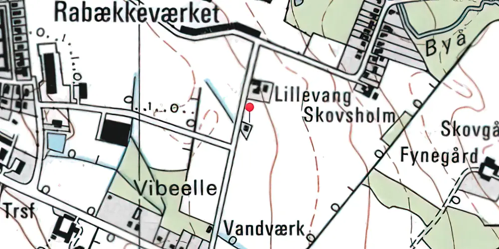 Historisk kort over Rabekkeværket Sidespor