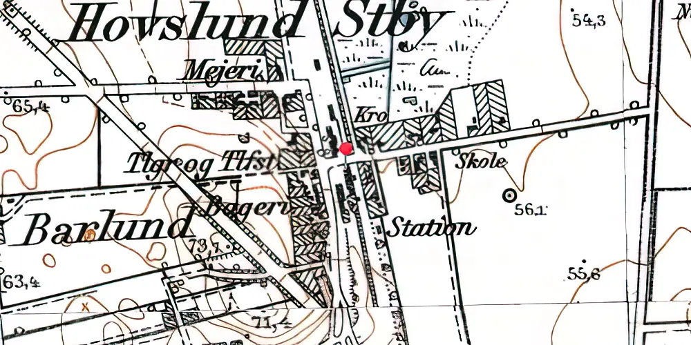 Historisk kort over Hovslund Stationsby Krydsningsstation Historisk kort over Hovslund Stationsby Krydsningsstation
