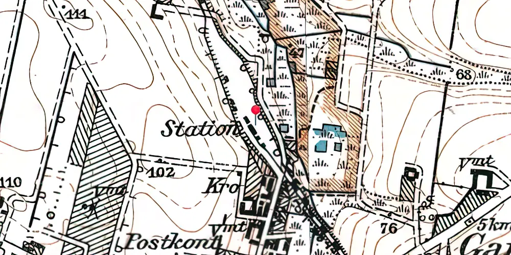 Historisk kort over Roslev Station Historisk kort over Roslev Station