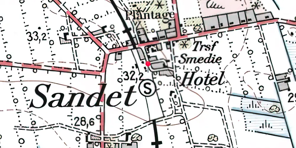 Historisk kort over Sandet Station Historisk kort over Sandet Station