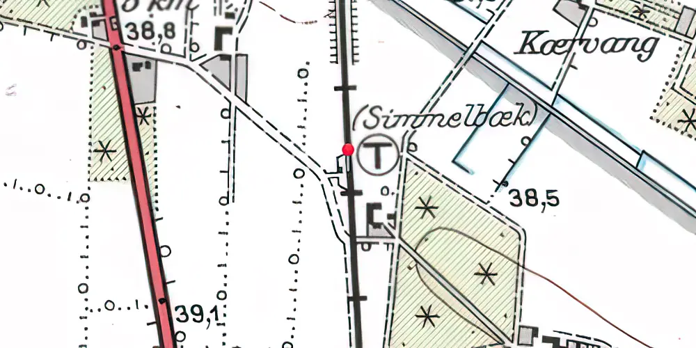 Historisk kort over Simmelbæk Trinbræt Historisk kort over Simmelbæk Trinbræt