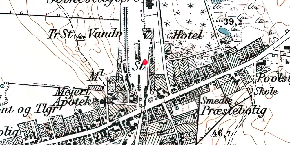 Historisk kort over Vojens Station Historisk kort over Vojens Station