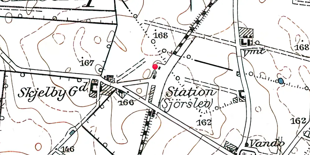 Historisk kort over Sjørslev Station Historisk kort over Sjørslev Station