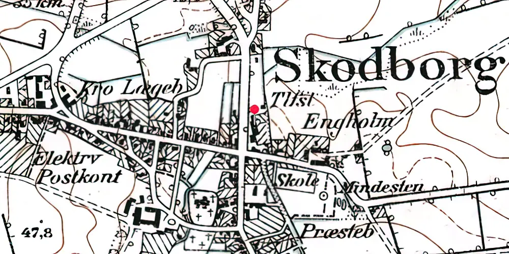 Historisk kort over Skodborg Amtsbanegård Historisk kort over Skodborg Amtsbanegård