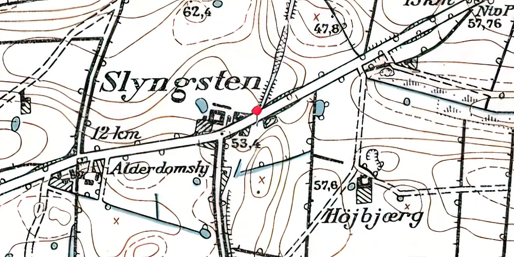 Historisk kort over Slyngsten Holdeplads